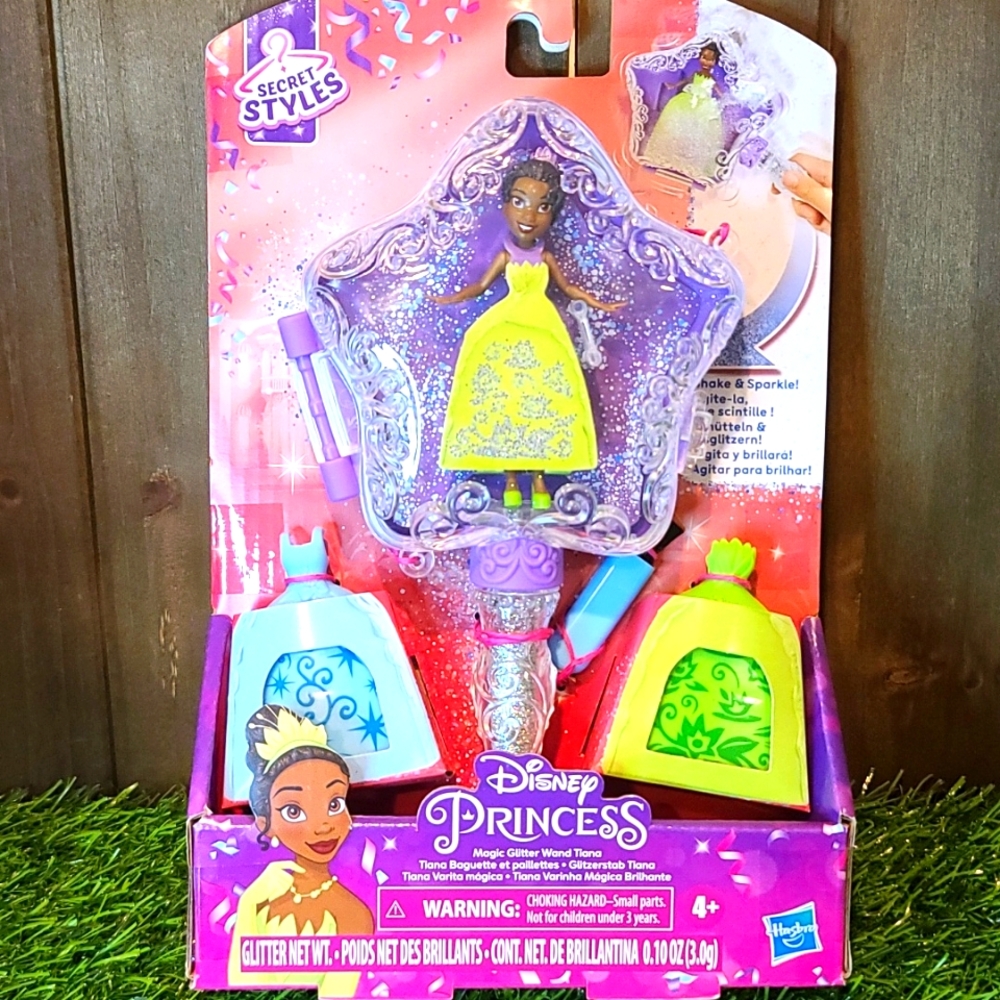 DISNEY Princess Tiana, Magic Glitter Wand & 2 Outfits NWT NIB